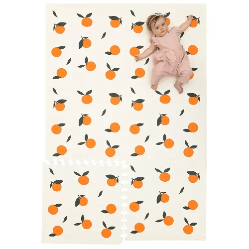 Childlike Behavior Baby Play Mat - 72x48-Inch Tummy Time Mat - 6-Piece Interlocking Foam Floor Tiles for Toddlers - Soft Waterproof for Floor Play and Crawling - Oranges
