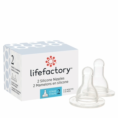 Silicone Nipples Stage 2 for 4oz and 9oz Glass Bottles-2 pack