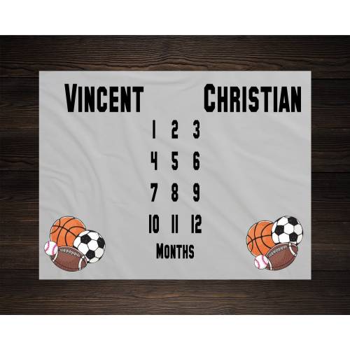 Sports Twin Baby Milestone Blanket Month Blanket Baby Baby Growth Tracker Fleece Blanket Baby Shower Twin  Newborn Gift Baby Boy Baby Girl