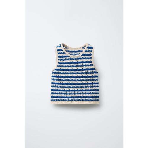 STRIPED KNIT TOP - Electric blue | ZARA United States