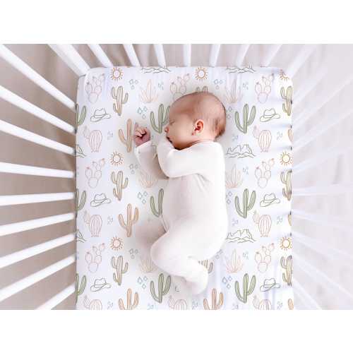Western Custom Crib Bedding, Soft Crib Bedding, Boho Cactus Crib Bed Sheets, Crib Bedding Girl, Nursery Bedding Set,Personalized Nursery