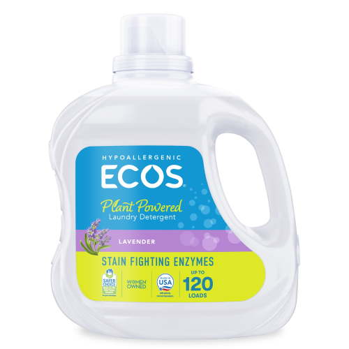 ECOS Vegan Plant-Based Lavender Laundry Detergent, Sustainable, 120 Loads, Hypoallergenic, 110 Ounce
