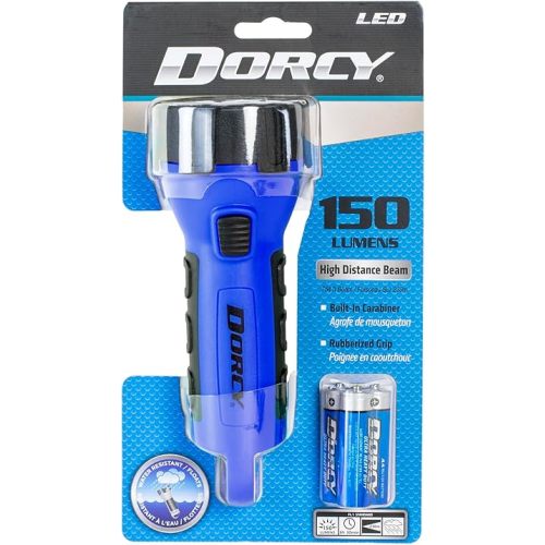 Dorcy 150 Lumen Floating Water Resistant LED Flashlight with Carabineer Clip, Blue (41-2514)