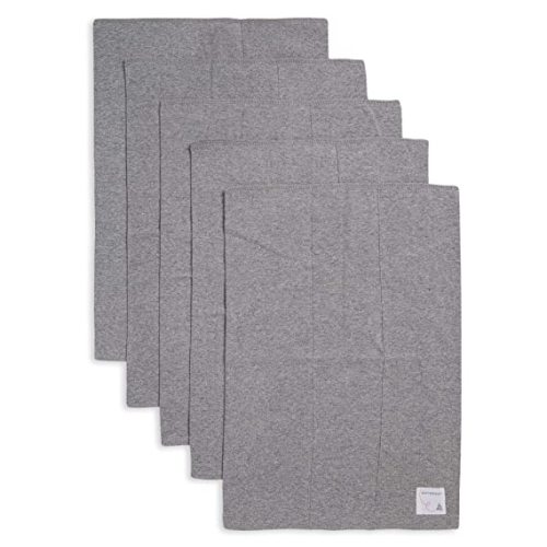 Burt's Bees Baby - Burp Cloths, 100% Organic Cotton Absorbent 5-Pack Drool Cloths (Heather Grey, Solid) - Heather Grey Solid
