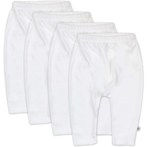 HonestBaby Multipack Harem Pants Roomy Fit Pull on Bottoms 100% Organic Cotton for Infant Baby Boys, Girls, Unisex - 3-6 Months - 4-pack Bright White