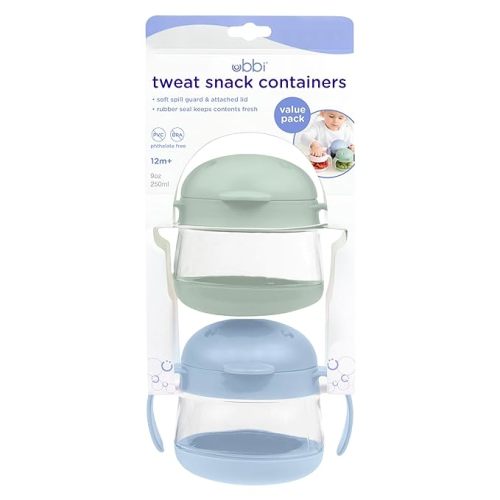 Ubbi Tweat No Spill Snack Container for Kids, BPA-Free Tritan, Toddler Snack Container, Sage & Blue - Sage & Cloudy Blue Tweats
