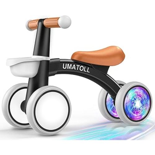 Umatoll Colorful Lighting Baby Balance Bike Toys for 1 Year Old Boys Gifts, Adjustable Seat Baby Walker, One Year Old Boy Birthday Gifts, 12-24 Months Toddler First Ride on Toys