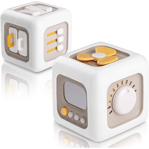 Busy Cube Montessori Toys for 1+ Year Old, Sensory Toys Activity Cube, Travel Essential for Toddlers 1-3, Birthday Gift for Boys Girls 1 2 3, Baby Learning Fine Motor 12-18 Months