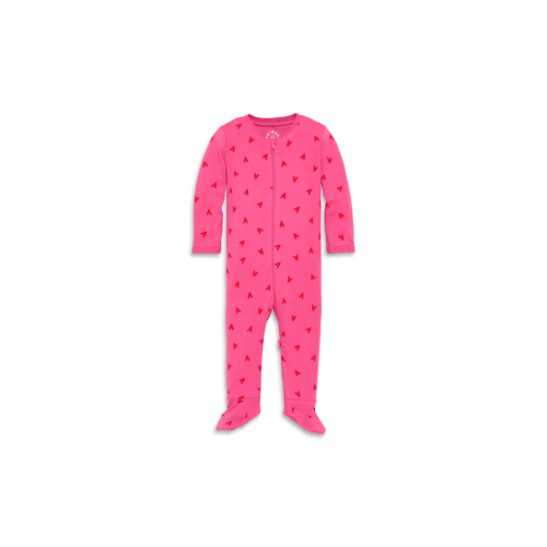 Baby Organic Zip Footie In Kaleidoscope Hearts, 0-3M