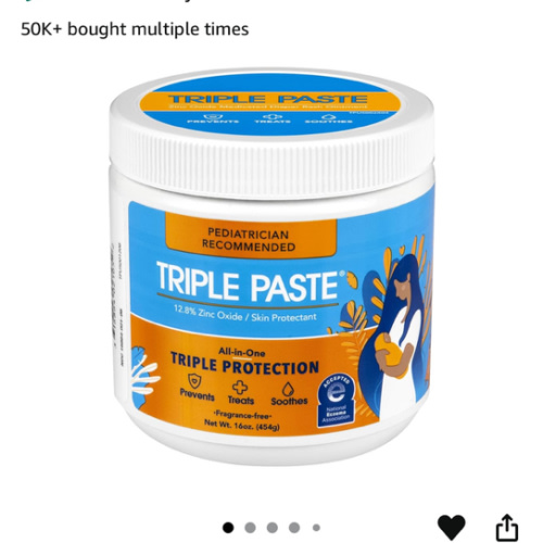 Triple Paste Diaper Rash Cream for Baby - 16 Oz Tub - Zinc Oxide Ointment Treats, Soothes and Prevents Diaper Rash - Pediatrician-Recommended Hypoallergenic Formula with Soothing Botanicals