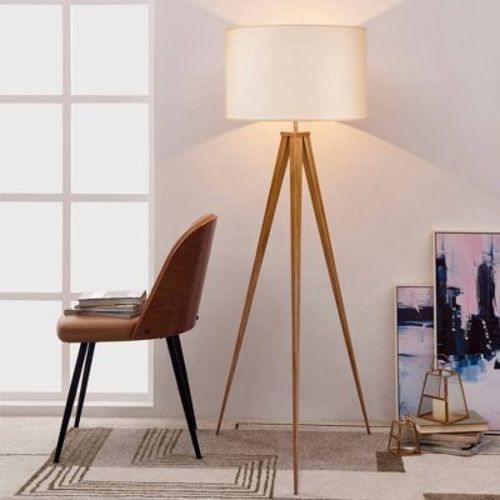 Teamson Home 61.81" Postmodern Tripod Floor Lamp with Drum Shade: Mid-Century Modern, ETL Listed
