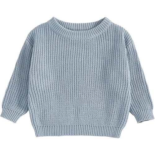 fhutpw Baby Boy Girl Pullover Sweater 3 6 12 18 Months Knit Clothes Unisex Toddler 2T 3T 4T Fall Winter Warm Long Sleeve Tops