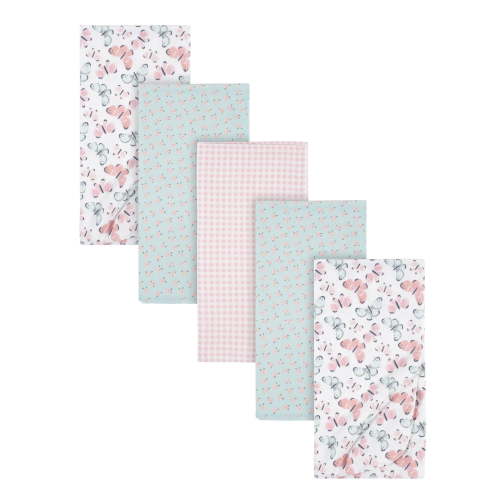 Gerber Baby Girls 100% Cotton Flannel Receiving Blankets, 5-Pack