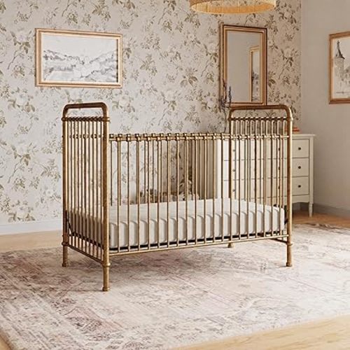 Namesake Abigail 3-in-1 Convertible Baby Crib (Gold) - GREENGUARD Gold Certified - Convertible Crib to Toddler Bed and Daybed - Baby Bed w/ 4 Adjustable Heights - Vintage Baby Crib Convertible