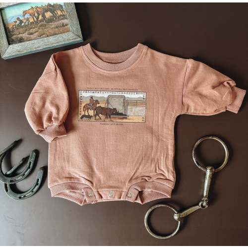Rope and Load Bubble Romper (Baby) - Clay
