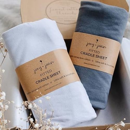 Cradle Sheets Fitted 18 x 36 Inch – Snuggly Soft 100% Jersey Cotton – Light + Dark Grey – 2 Pack