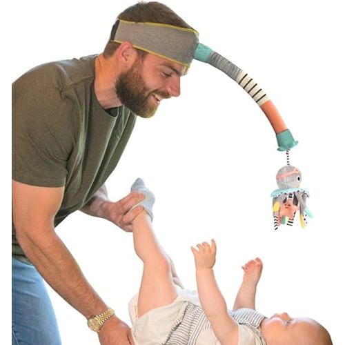 DINGLE DANGLE - Diaper Changing Distractor - Diaper Changing Helper Headband, Baby Mobile, & Sensory Rattle. Newborn Essentials Must Haves - Great Baby Registry or Shower Gift - Featured on Shark Tank
