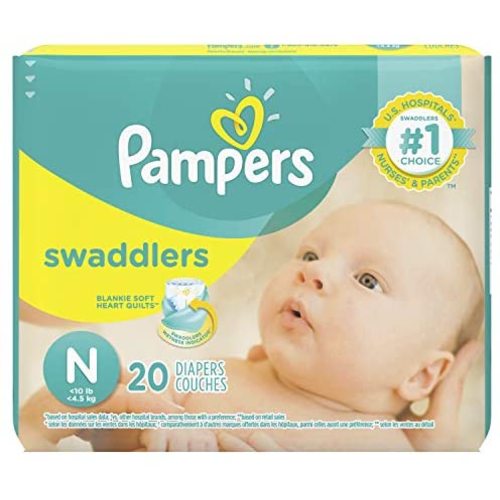 Pampers Swaddlers Diapers Size N 20 Count Pack of 2 (Total of 40 Pampers)