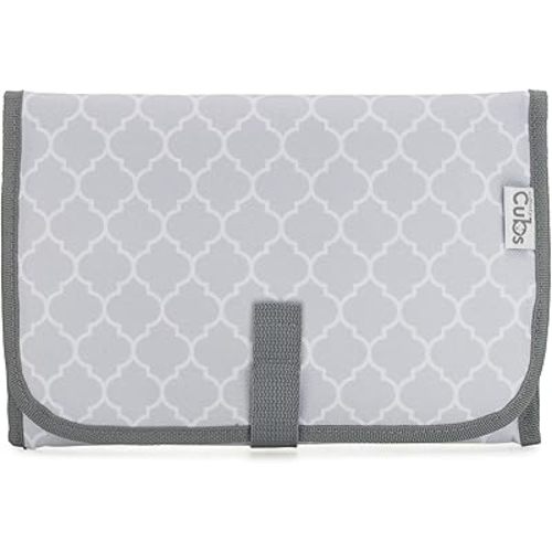 Comfy Cubs Baby Changing Pad Compact Size - Waterproof Diaper Changing Mat with Cushioned Pillow - Soft & Lightweight, Foldable Design for Travel - Stylish Design for Boys and Girls - Grey Pattern