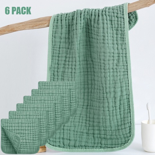 Byseng Muslin Burp Clothes Set, 100% Cotton Burping Clothes for Newborn Baby Girls and Boys, 20''x10'', 6 PACK - Green