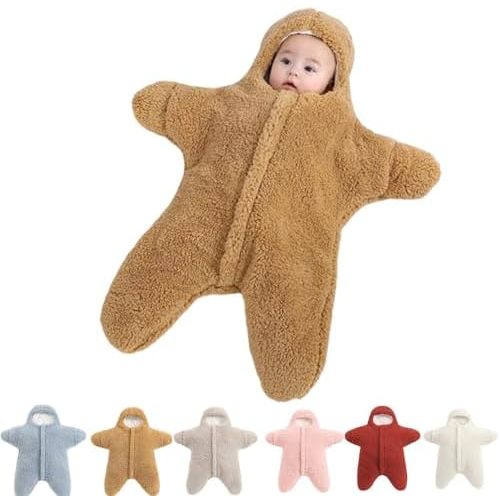 Baby Starfish Onesie, Thick Fleece Wearable Starfish Baby Onesie, Newborn Starfish Swaddle Bag