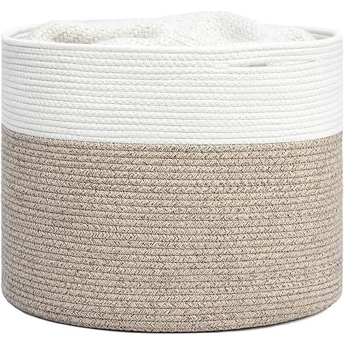Goodpick Woven Rope Basket 15.8 x 13.8 inches, Toy Storage for Organizing, Blanket Storage Living Room, Cloth Basket Storage Bin for Playroom