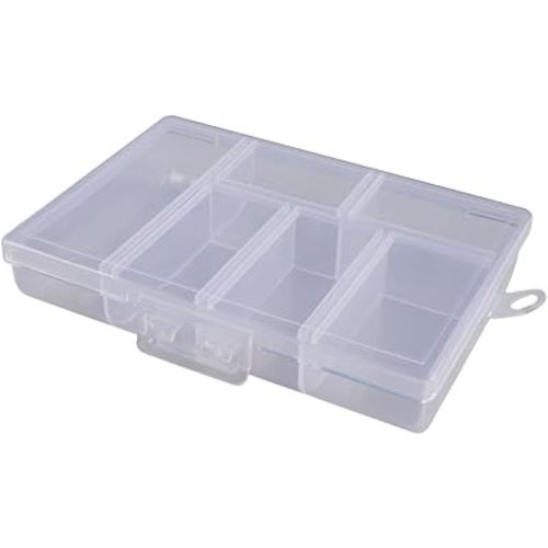 Craft County Small Clear Plastic Organizer – Store Craft Supplies, Beads, and Other Small Items – 6 Compartments