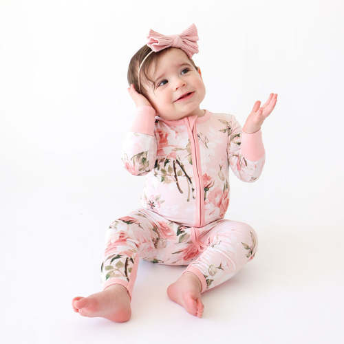 Floral Pink Baby Convertible Sleeper | Vintage Pink Rose