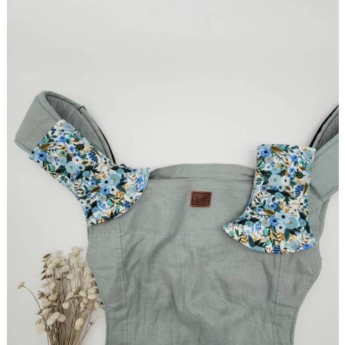 Curved Drool Pads, Rifle Paper Co. Blue Florals. Curved Pads Fits Tula, Happy Baby, Sakura Bloom, Artipoppe, Ergo and Many Other Brands.
