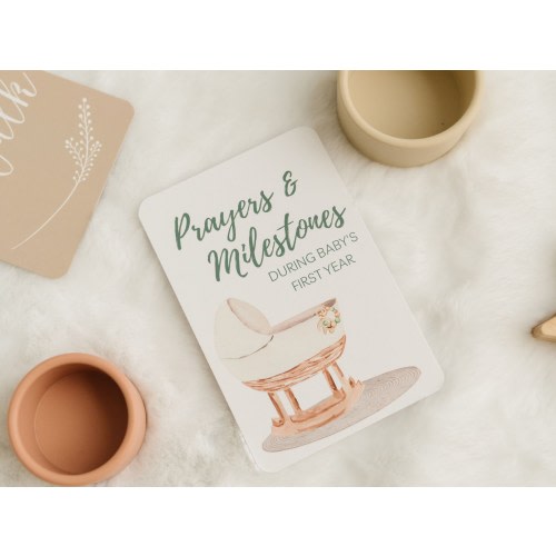 Prayers for Baby | Prayer & Milestone Cards for Babys First Year | Baby Monthly Milestone Cards | New Mom Gift | Christian Baby Shower Gift