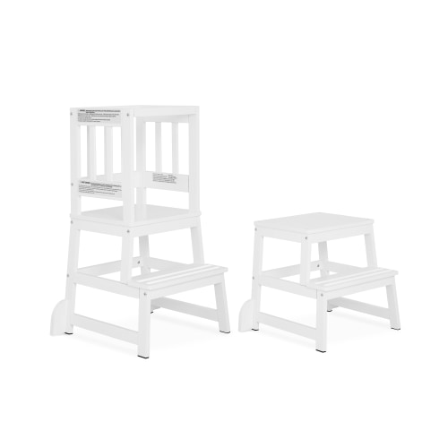 Dream On Me 2-in-1 Funtastic Tower and Step Stool, Easy to Assemble, White