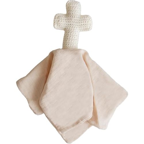 Cross Loveys for Babies | Newborn Baby Lovey Religious Baby Gifts | Baby Unique Neutral Gifts Boys and Girls (Beige)