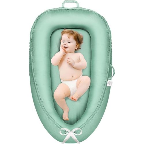 Baby Lounger - Baby Lounger Pillow for Newborn, Breathable & Soft Baby Nest Co Sleeper for Baby 0-24 Months, Portable Infant Lounger Baby Floor Seat for Home and Travel,Green