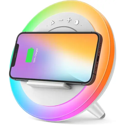 Bluetooth Speaker with Lights, Wireless Charging Speaker, Best Birthday Gift Ideas Teenage,Applicable for Bedroom/Teen Girl Gifts/Please use The Original Adapter(5W Wireless Charging)