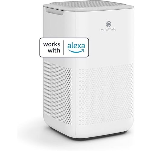 Medify MA-15 SMART Air Purifier | True HEPA H13 Filter | Works with Alexa, Certified for Humans | 660 ft² in 1hr for Removal to 0.1 microns for Wildfire Smoke, Odors, Pollen, Pets | White,1-Pack