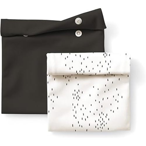 Esembly Snack + Sammy Pouches - Reusable Snack & Sandwich Bags| Storage Bag for Food - Set of 2 - Apostrophe, Graphite