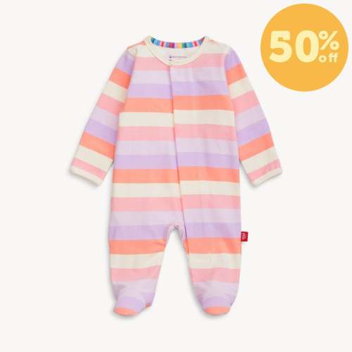 pink stripe cloudstretch™ magnetic parent favorite footie – Magnetic Me