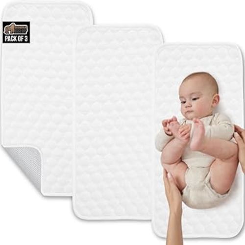 Amazon.com: Gorilla Grip 3 Pack Soft 100% Waterproof Hypoallergenic Absorbent Baby Changing Liners, Stay in Place Pad, Slip Resistant, Quilted Machine Washable Reusable Liner Pads, Diaper Table Mat Cover, White : Baby