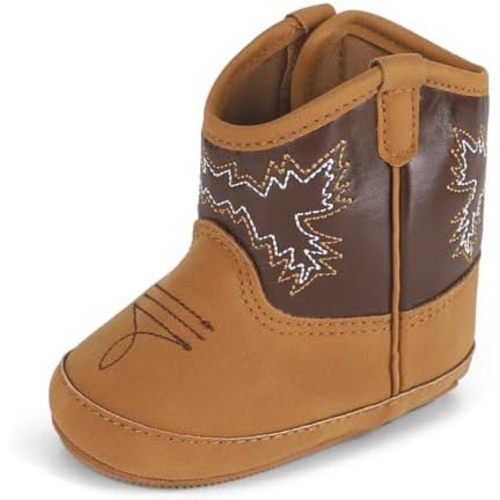MK MATT KEELY Leather Western Boots Cowboy Bootie Soft Sole Non-Slip Crib Shoes for Baby Infant Toddler Girls Boys Newborn