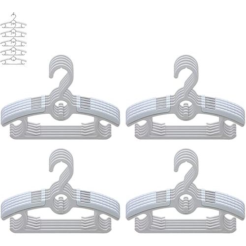 30Pack Baby Nursery Closet Hangers, Ultra Thin Non-Slip and Extendable Laundry Infant Pant Hanger for Newborn Clothes 11-14" Pink Adjustable Children Coat Hanger for Girl Boy Toddler Kids Child…