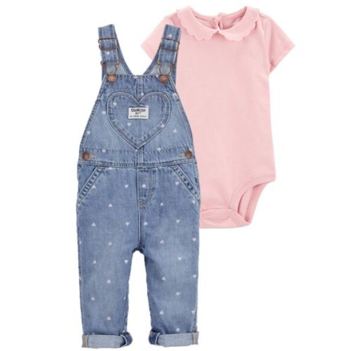 Baby 2-Piece Peter Pan Collar Bodysuit & Denim Overalls Set | Carter's