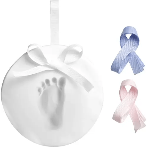 Pearhead Babyprints Handprint or Footprint Keepsake, Nursery Decor, Baby's First Christmas Holiday Ornament, DIY Clay Keepsake Kit, Gift For New And Expecting Parents, For Baby Girl or Baby Boy