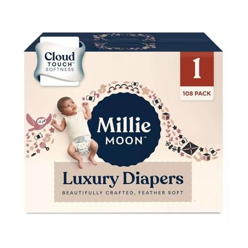 Millie Moon Luxury Diapers (Size-1 and Count-108) Diaper Weight Range: 6 to 11 lbs(Pack of 1)