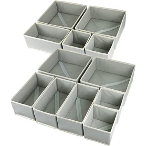 12 Pack Drawer Organizer for Clothing, Foldable Cloth Drawer Dividers Storage Bins, Clothes Drawer Organizer for Underwear,Folded Clothes,Baby Clothing,Socks,Bra,Towels,Ties