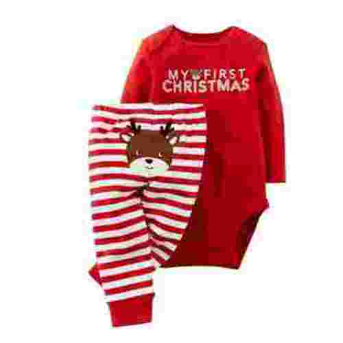 Bjutir Toddler Boys Girls Pajamas Baby Pj Pajamas Christmas Deer Romper Striped Pants Outfits Clothes Set Red 0-3 Months