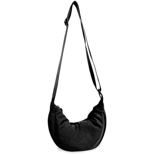 Small Nylon Crescent Crossbody Purses Bag for Women Men Trendy,Travel Sling Bag