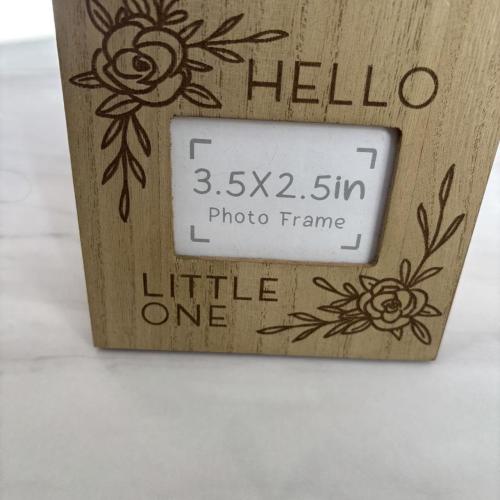 Hello Little One wooden photo frame with floral...