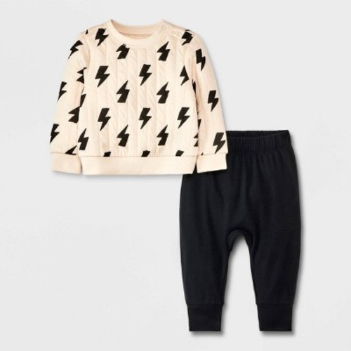 Baby Boys' Lighting Bolt Top & Bottom Set - Cat & Jack™ Off-White, Size: Infant6-9M