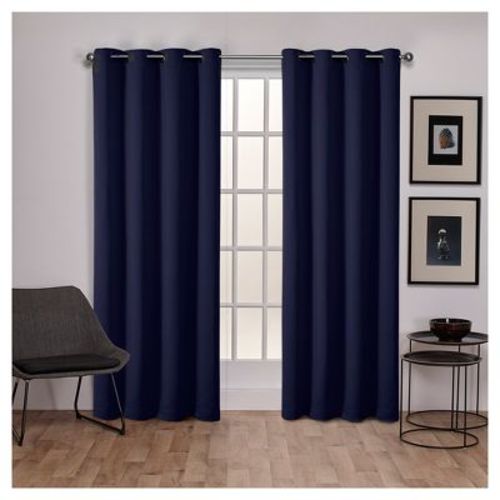 Set Of 2 (108"x52") Sateen Twill Weave Insulated Blackout Grommet Top Window Curtain Panels Blue - Exclusive Home: Room Darkening Drapes