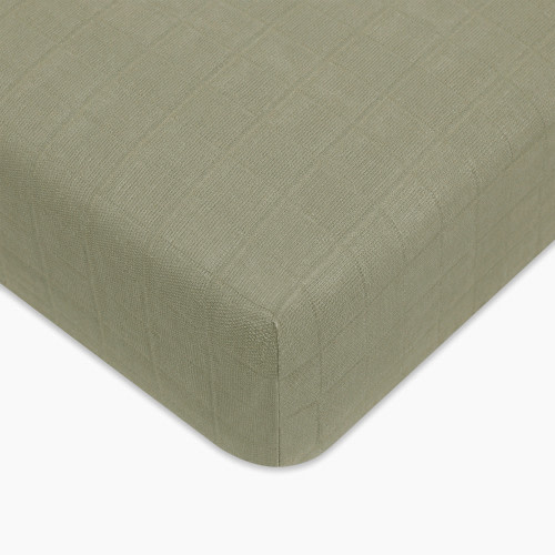 babyletto Crib Sheet in GOTS Certified Organic Muslin Cotton - Matcha